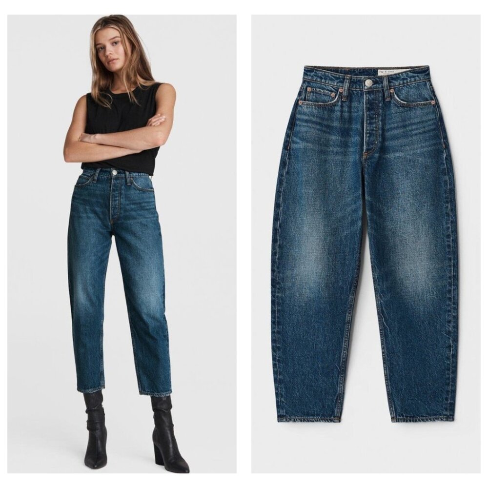 Rag & Bone Alissa High Rise Barrel Leg Ankle Jeans | Clover Wash | Size 33 | NWT